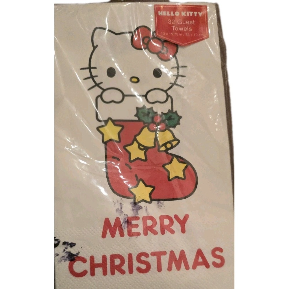New Hello Kitty‎ Christmas 32 Guest Napkins Towels 13" x 15.75" MERRY CHRISTMAS